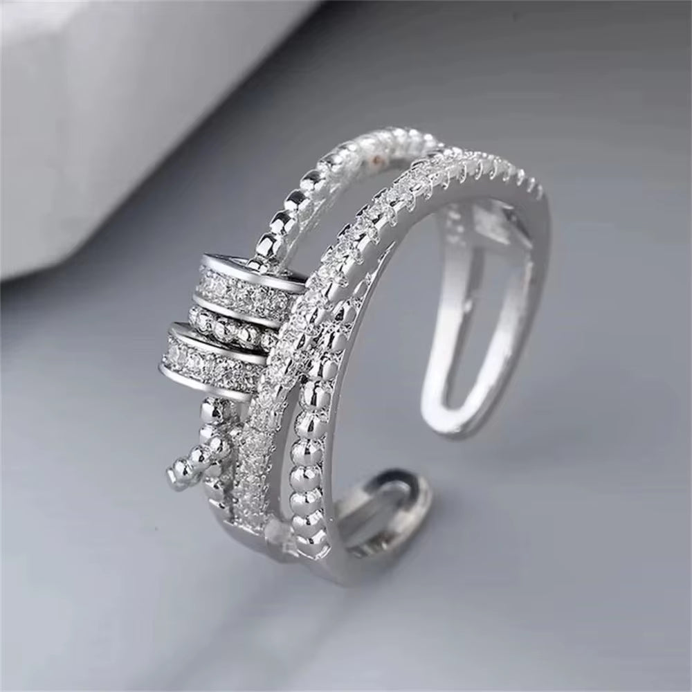 to My Daughter Zircon Beads Cross Fidget Ring with Card for Women anti Stress Adjustable Anxiety Ring Jewelry Gifts