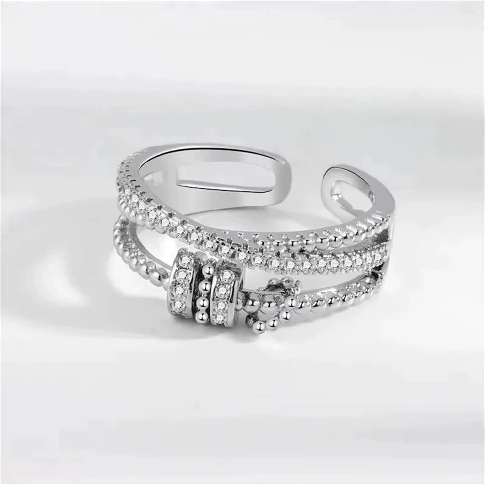 to My Daughter Zircon Beads Cross Fidget Ring with Card for Women anti Stress Adjustable Anxiety Ring Jewelry Gifts