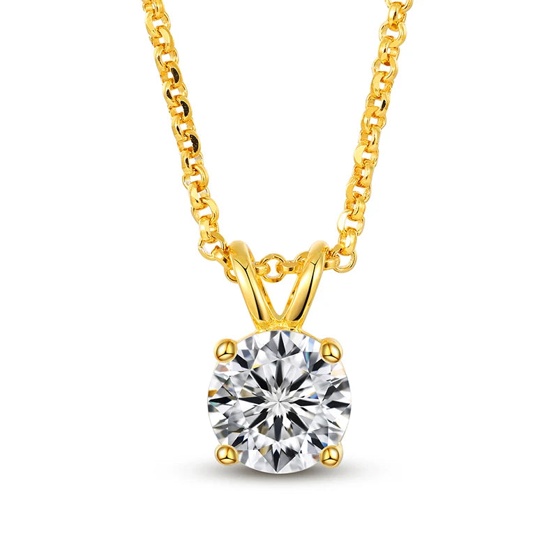 Fine Jewelry Moissanite Sterling Silver Women Engagement Solitaire Diamond Necklace