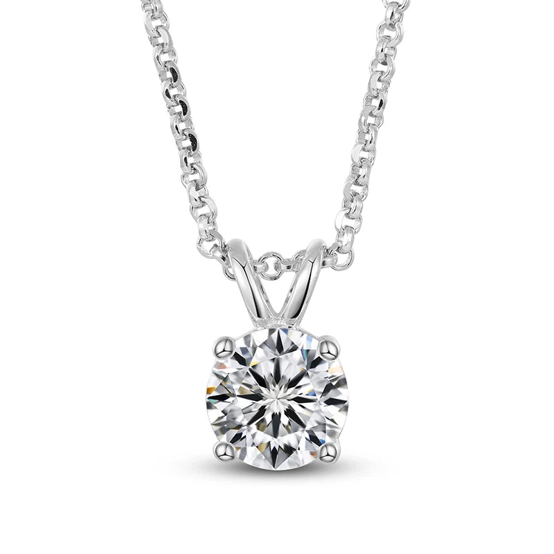 Fine Jewelry Moissanite Sterling Silver Women Engagement Solitaire Diamond Necklace