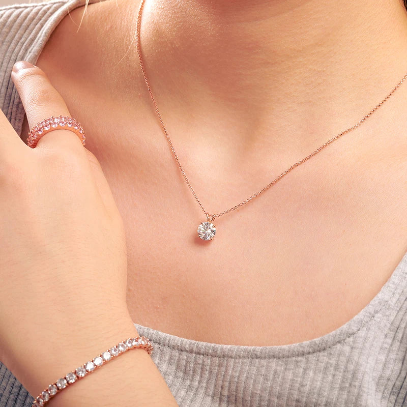 Classic White Gold Plated 925 Sterling Silver Pendant Necklace