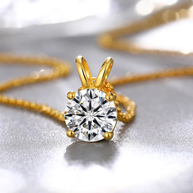 Fine Jewelry Moissanite Sterling Silver Women Engagement Solitaire Diamond Necklace