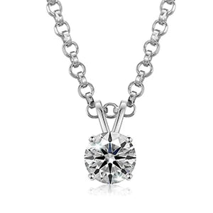 Classic White Gold Plated 925 Sterling Silver Pendant Necklace