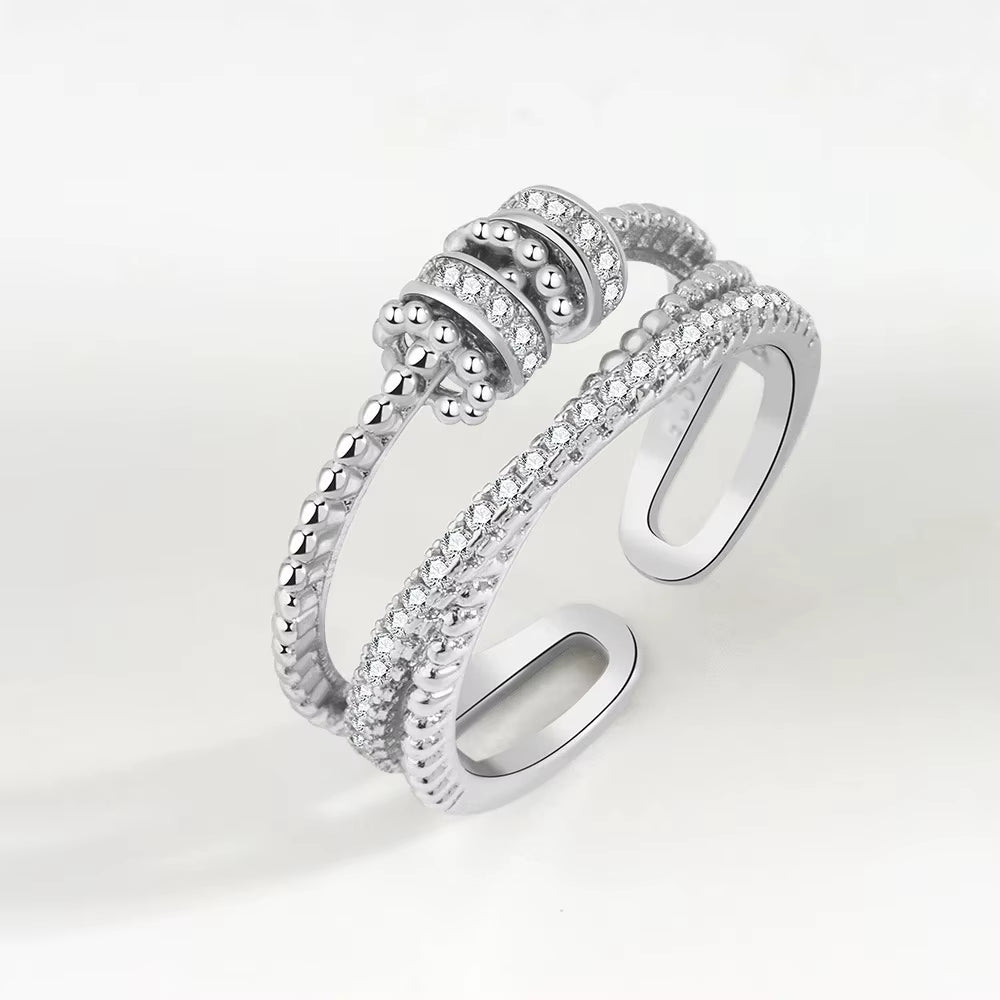 to My Daughter Zircon Beads Cross Fidget Ring with Card for Women anti Stress Adjustable Anxiety Ring Jewelry Gifts