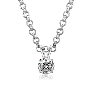 Classic White Gold Plated 925 Sterling Silver Pendant Necklace