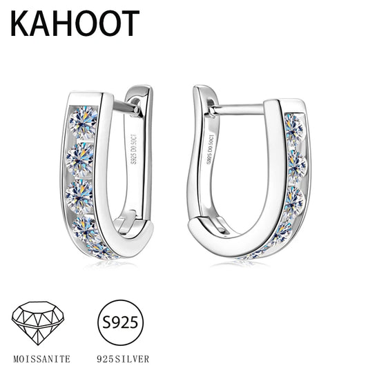 Chic European American S925 Silver U-Shaped 0.1Ct Moissanite Earrings - Perfect for Couples!