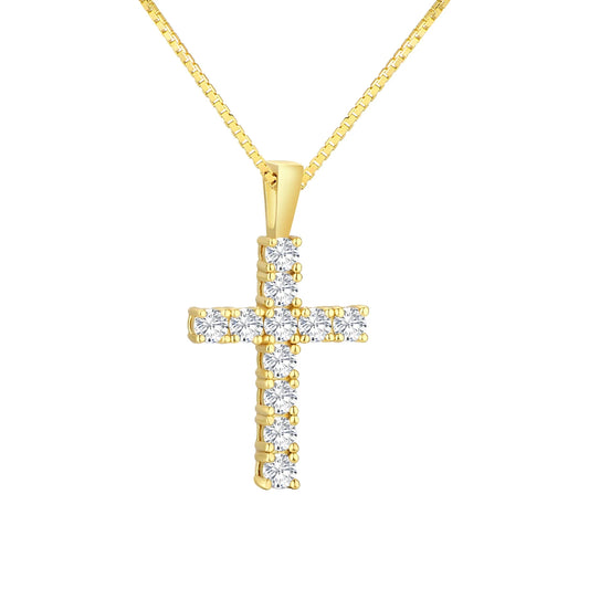 Moissanite Cross Necklace Pendant Sterling Silver Chain Charm Diamond